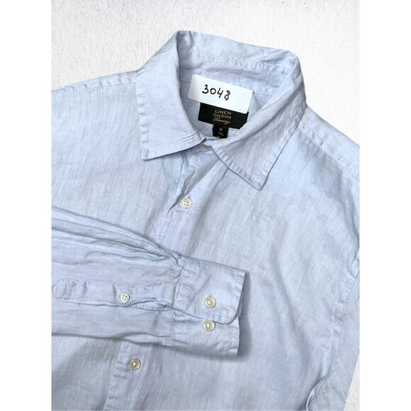 Club Room Shirt Men’s Medium Blue Coastal‎ Linen Button Up Long Sleeve Summer - Picture 1 of 10